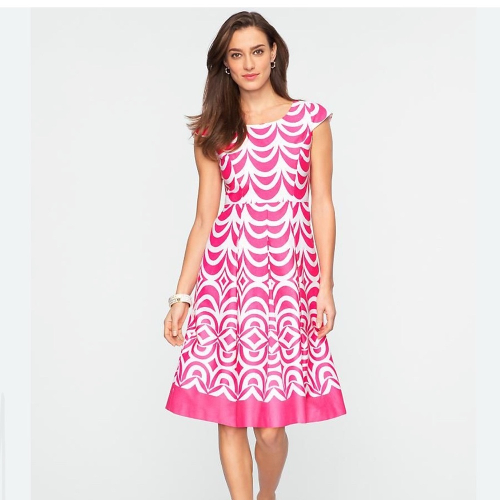 Talbots Pink & white fit and flare Dress